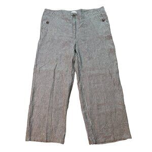 Chico's Ultimate‎ Fit Linen Stripe Wide Leg Pants Brown White Resort Cruise Size